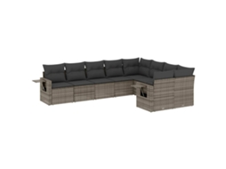 Conjunto de 9 Sofás para Jardim com Almofadões Vime Pe Cinzento MAISON EXCLUSIVE (90x200 cm)