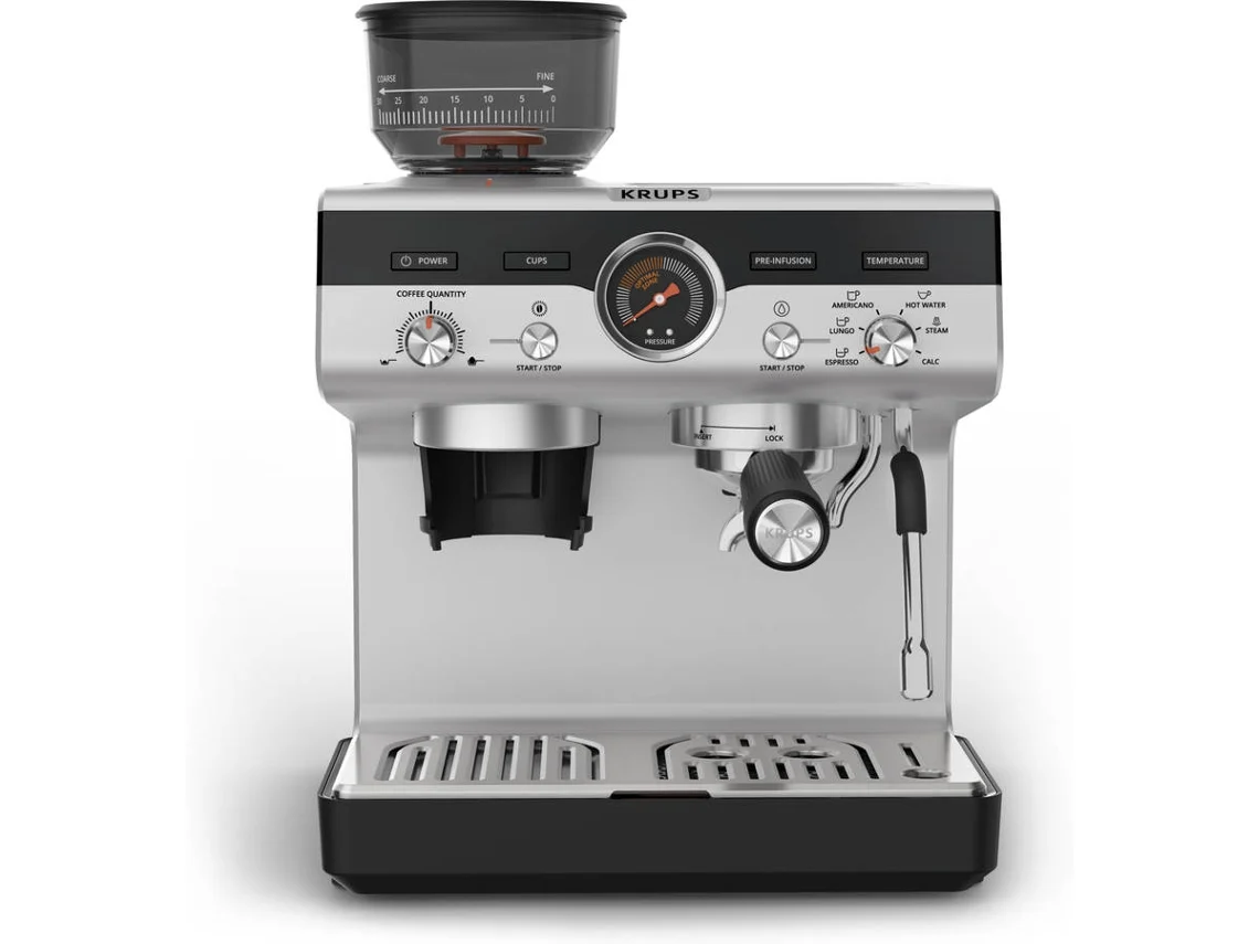 Máquina de Café Manual KRUPS Precision XP801T10 (15 Bar - Moinho integrado)