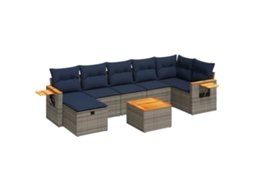 Conjunto de 8 Sofás de Jardim com Almofadões Vime Pe Cinzento MAISON EXCLUSIVE (8 pcs)