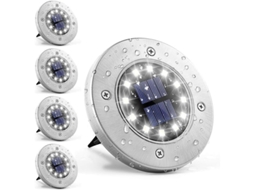 Luzes Solares de Terra com 12 LEDs, 4 Unidades Brancas para Exteriores, Impermeáveis para Caminhos e Jardim