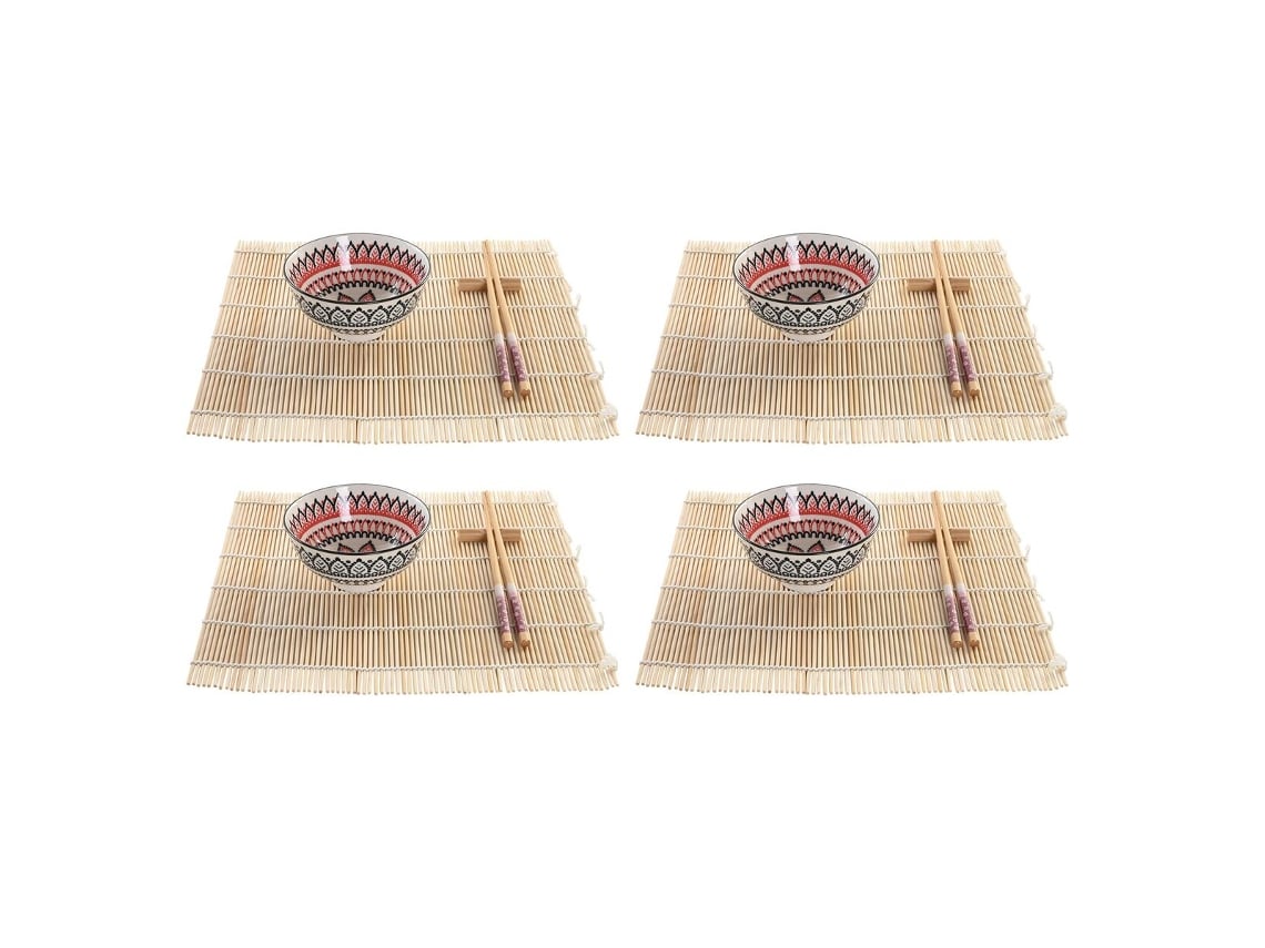 Conjunto De Suhi DKD HOME DECOR Mandala Grés Oriental (16 Peças)
