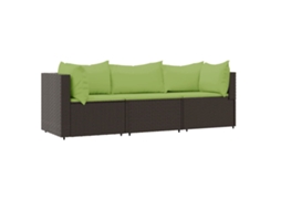 Maison Exclusive - 3 Pcs Conjunto Lounge Jardim C/ Almofadões Vime Pe Castanho