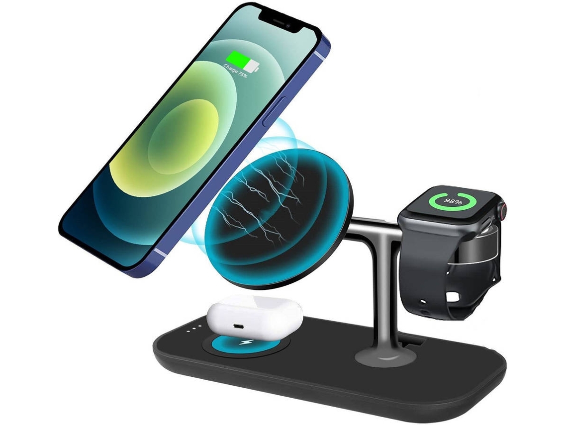 Estação de Carregamento Sem Rápido Par para iPhone 13 YIZHOOD Magnética Preto