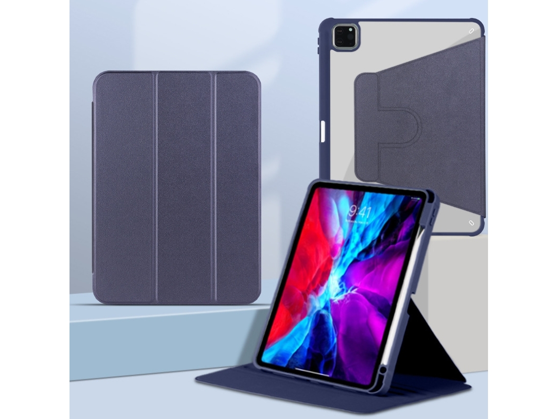 Capa Para Ipad Air 11 2024/2025 Azul Royal Tripla Giratória Couro Transparente