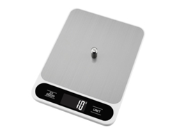 Balança digital portátil de precisão para uso doméstico na cozinha, 15kg/1g, na cor branca (com bateria recarregável).