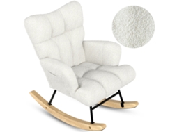 Cadeira de balanço Flowsense Teddy White - Cadeira de balanço para adultos e bebês - Cadeira de amamentação - Poltrona relaxante