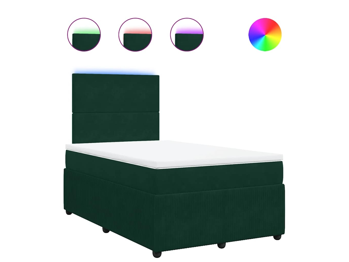 Cama Boxspring com Colchão 120x190cm Veludo Verde Escuro MAISON EXCLUSIVE
