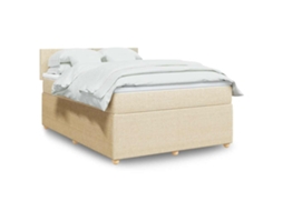Vidaxl Cama Com Molas/colchão 140x200 Cm Tecido Cor Creme