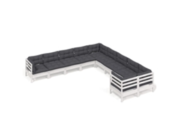 Conjunto de 10 Lounge de Jardim com Almofadões Pinho Branco MAISON EXCLUSIVE