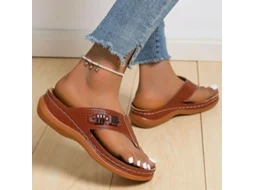 2026-sandálias Mulher Verão 2024 Chinelos De Praia Com Salto Baixo Sapatos Para Exterior Slippers Gtn 43 Marrón