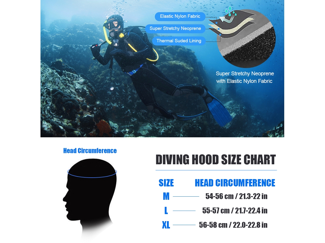 Boné De Mergulho Quente Com Capuz De Neoprene 3mm Para Esportes Aquáticos