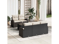 Vidaxl Conjunto De Sofá De Jardim 6 Unid. Preto Vime Pe