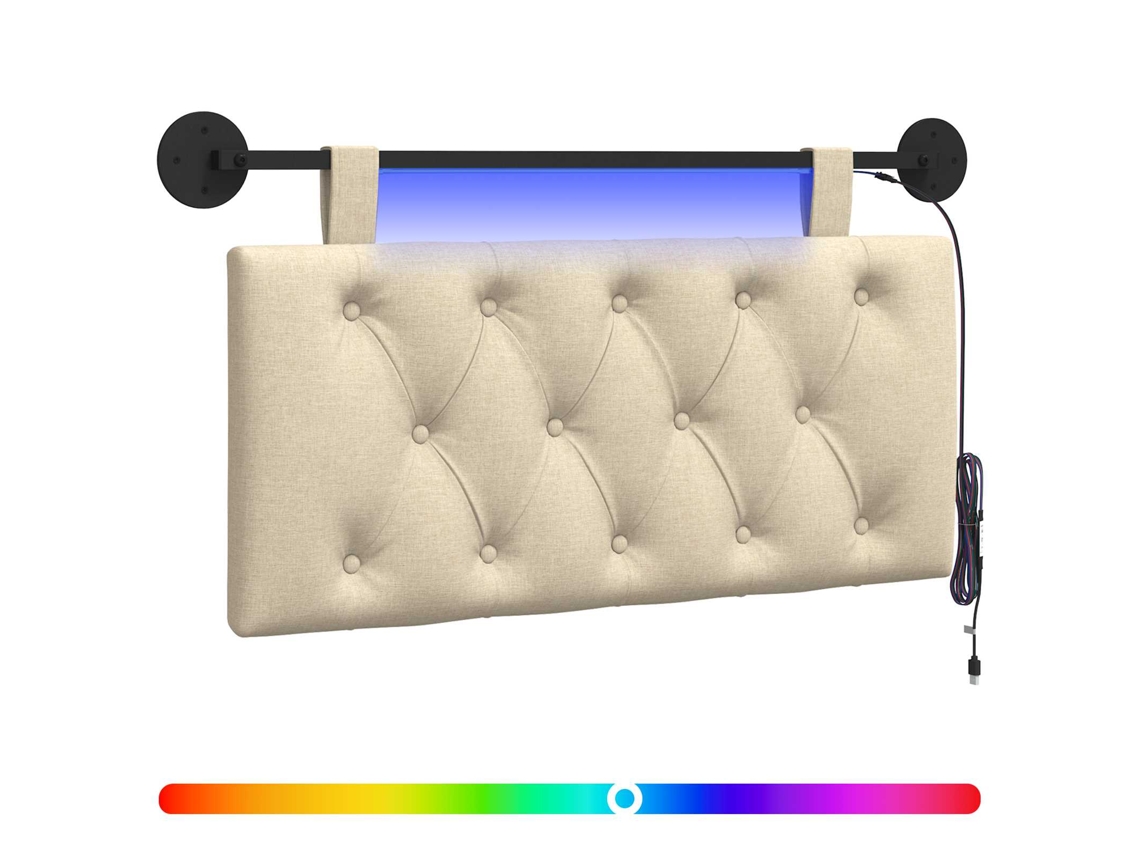 Cabeceira Suspensa com Luz Led Creme Tecido MAISON EXCLUSIVE