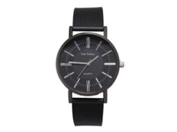 Relógio de Pulso Masculino de Quartzo com Pulseira de Malha e Mostrador Redondo Casual Preto