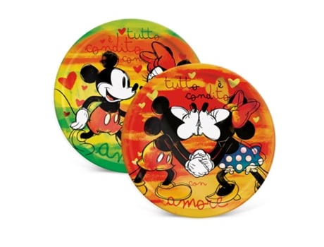 Conjunto De 2 Pratos Mickey E Minnie Egan