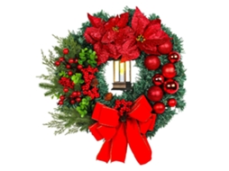 Guirlanda De Natal Para Porta 40 Cm Artificial Com Luzes Led, Reutilizável Para Decoração De Porta De Entrada, Parede, Janela Aquaforge