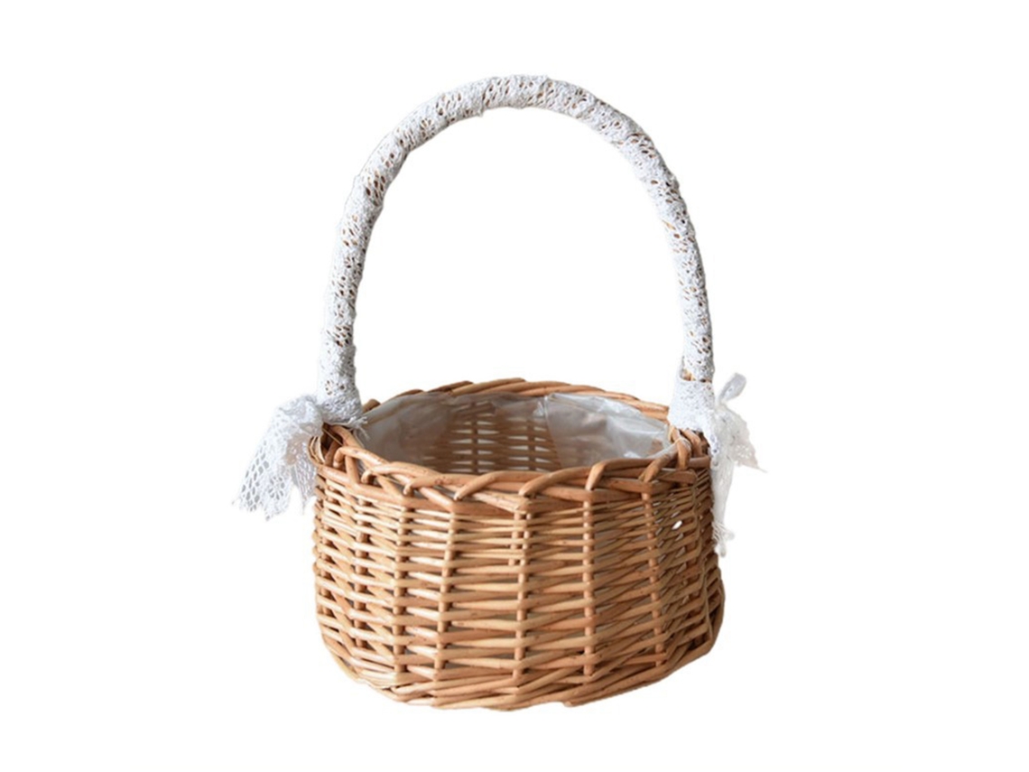 Cesto De Flores Canasta Rattan Salgueiro Tecido À Mão
