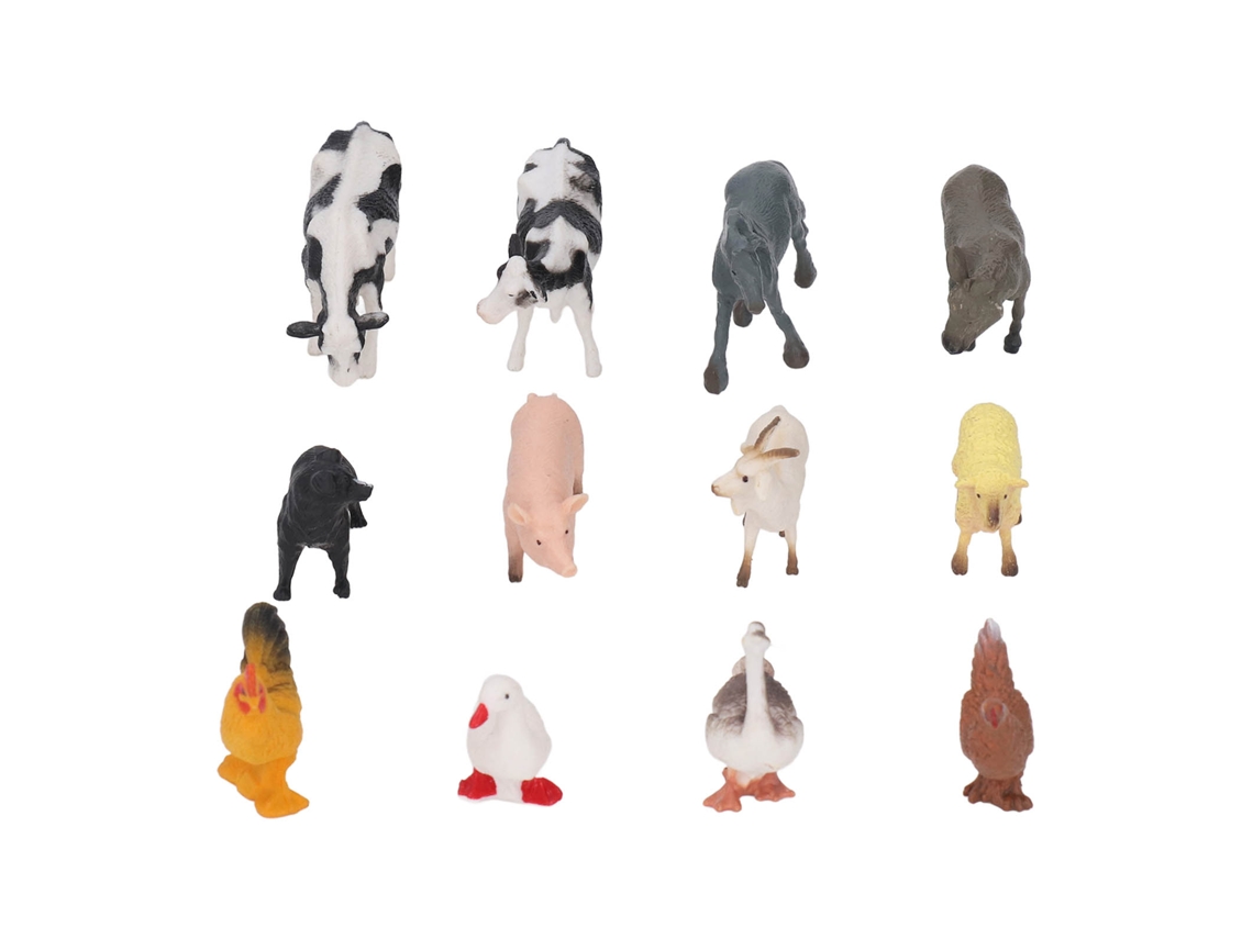 Primerox conjunto de 12 Miniaturas de Animais de Fazenda Educação Realista para Crianças com 3 Anos e Acima
