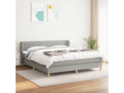 Vidaxl Cama Com Molas/colchão 160x200 Cm Tecido Cinzento-claro