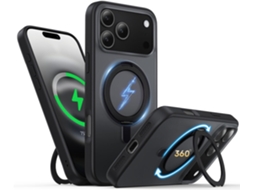 Capa Magnética Com Anel 360 Para Iphone 17 Pro 6.3 - Preta Fosca, Compatível Com Magsafe E Resistente A Impactos (2025)