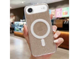 Capa Transparente Com Glitter Para Iphone Air - Acrílico - Magsafe - Dourada