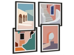 Composição De Quadros Gráficos Pastel De Arquitetura Espelharte (4 Peças)