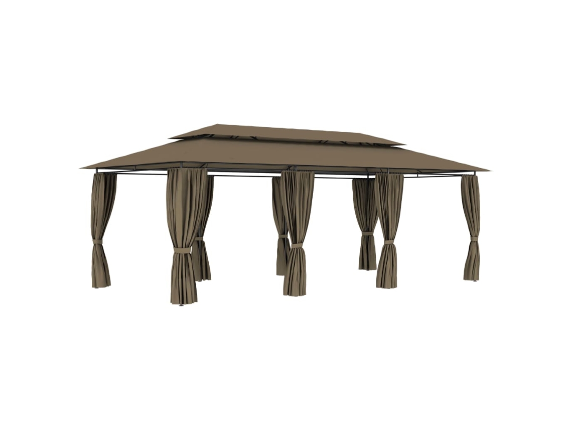 Vidaxl Gazebo C/ Cortinas 600x298x270 Cm 180 G/m² Cinzento-acastanhado
