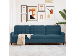 Vidaxl Sofá De 3 Lugares 210 Cm Veludo Azul
