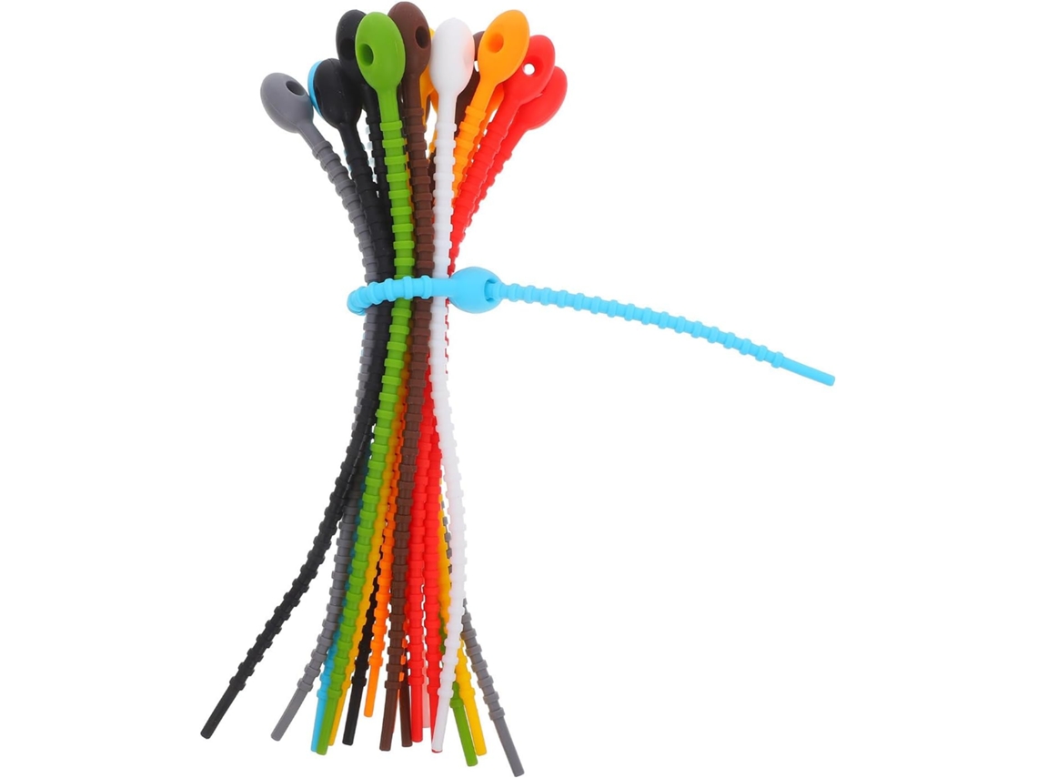Conjunto De 18 Abraçadeiras De Silicone Elásticas Com Travamento Automático