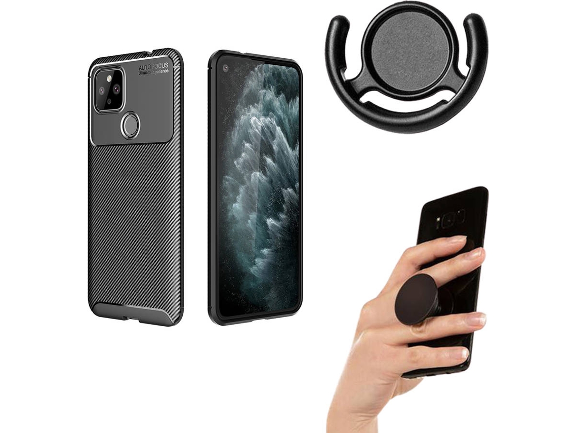 Capa, Suporte e Popsocket Google Pixel 5 Rugged Carbon
