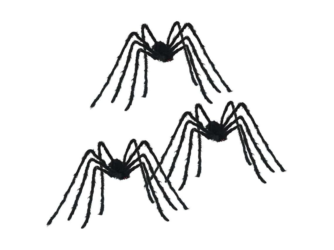 Conjunto 3 Decoração De Aranha De Halloween Vidaxl Preto Poliéster (200 Cm)