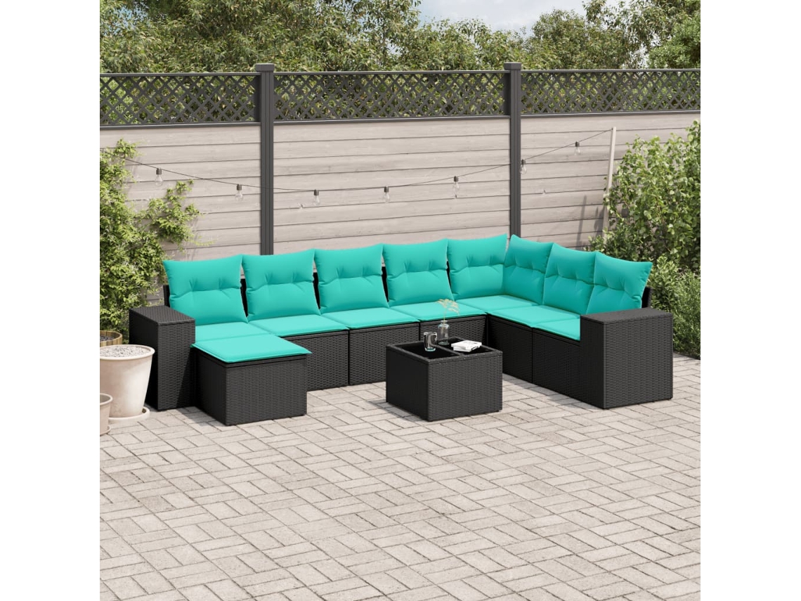 Conjunto de Sofá de Jardim com 8 Peças e Almofadas em Rattan Sintético Cinza VIDAXL