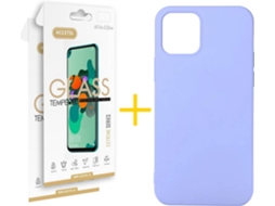 Kit Capa e Película Vidro 2X  iPhone 11 Pro Accetel Silicone Roxo