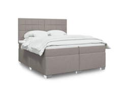 Vidaxl Cama Com Molas/colchão 200x200 Cm Tecido Castanho-acinzentado