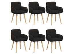 Conjunto 6 Cadeiras De Jantar Vidaxl Preto Bouclé (59 X 57 X 85 Cm)