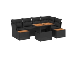 Vidaxl Conjunto De Sofá De Jardim 10 Unid. Preto Rattan Sintético