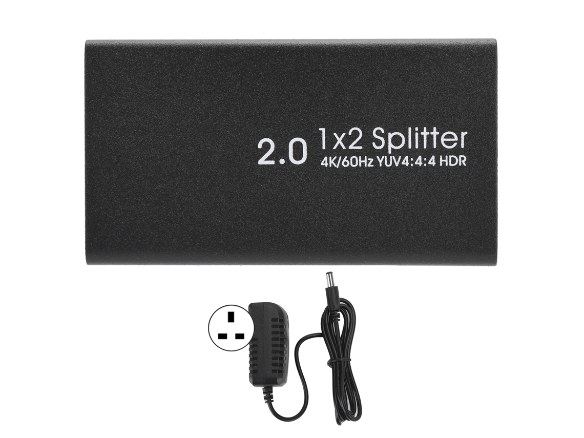 Aetheria splitter Hdmi 2.0 1x2, 4k/60hz, Hdcp 2.2, Transmissão Sem Perda, Plug Uk