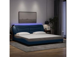 Vidaxl Estrutura De Cama Com Led Sem Colchão Hvar 200x200 Cm Tecido Azul