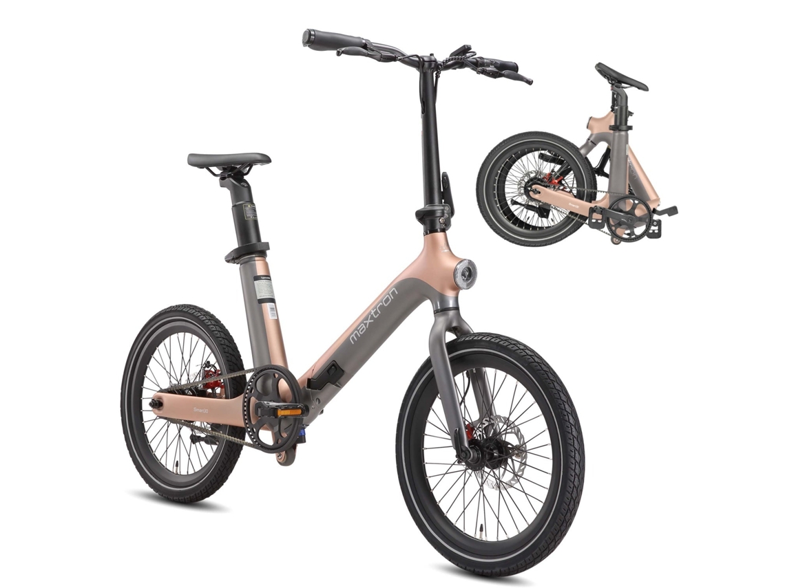 Bicicleta Elétrica Maxturn Smart30 - Motor 250w Bateria 36v9.6ah 20" Travão A Disco Mecânico - Cinza Dourado