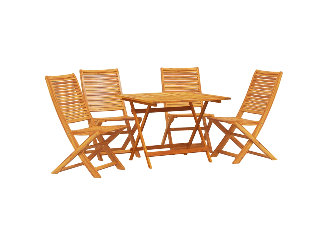 Conjunto 5 De Jantar De Jardim De Vidaxl Em Madeira Sólida De Acácia