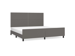 Bed Frame With Headboard, Bed Frames With Headboards Vidaxl Cinzeto Couro Artificial (200 X 200 Cm)