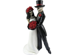 Estatueta Mali Casal Esqueleto Noiva e Noivo Resina Decoração de Halloween Presente de Casamento