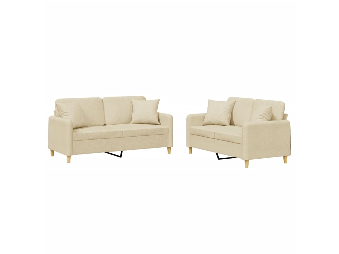Sofa Set, Sofa Sets Vidaxl Creme Tecido (n/a)