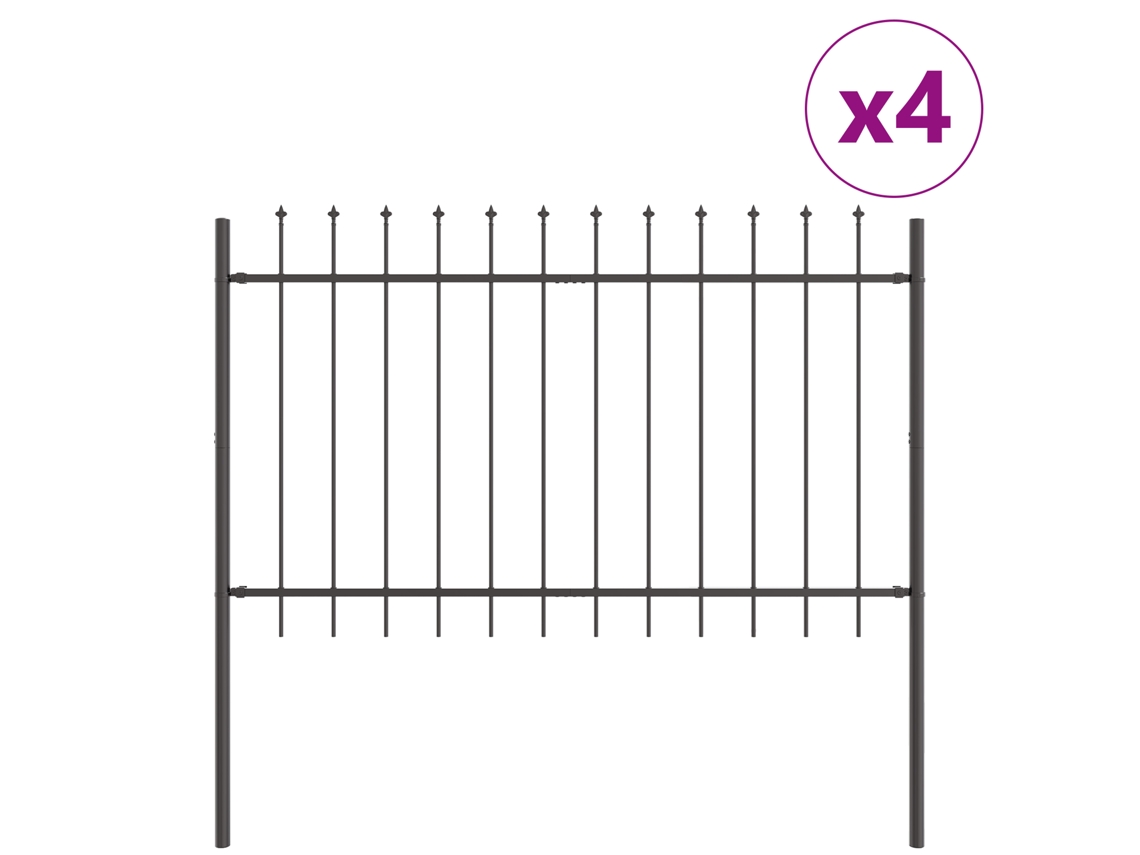 Conjunto 4 Painel De Jardim Vidaxl Cinzento Aço Revestido A Pó (6,8 X 1 M)