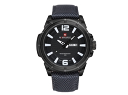 Relógio de pulso masculino Naviforce, em nylon, com calendário, movimento de quartzo, à prova d'água, para negócios, na cor branca.