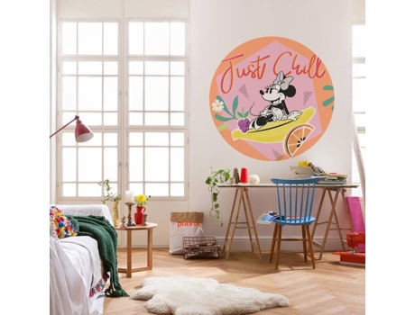 Foto de parede não tingida 125 X 125 cm Disney Dot Minnie Chill Adesivo Colorido Desenho animado da Minnie Mouse 1 peça Komar