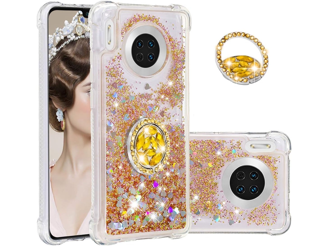 Capa Líquido Fino Proteção para Huawei Huawei Mate 30 HONGWE. Textura Macia Anti-Choque Dourado
