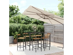Vidaxl 7 Pcs Conjunto De Bar P/ Jardim Vime Pe/acácia Maciça Preto