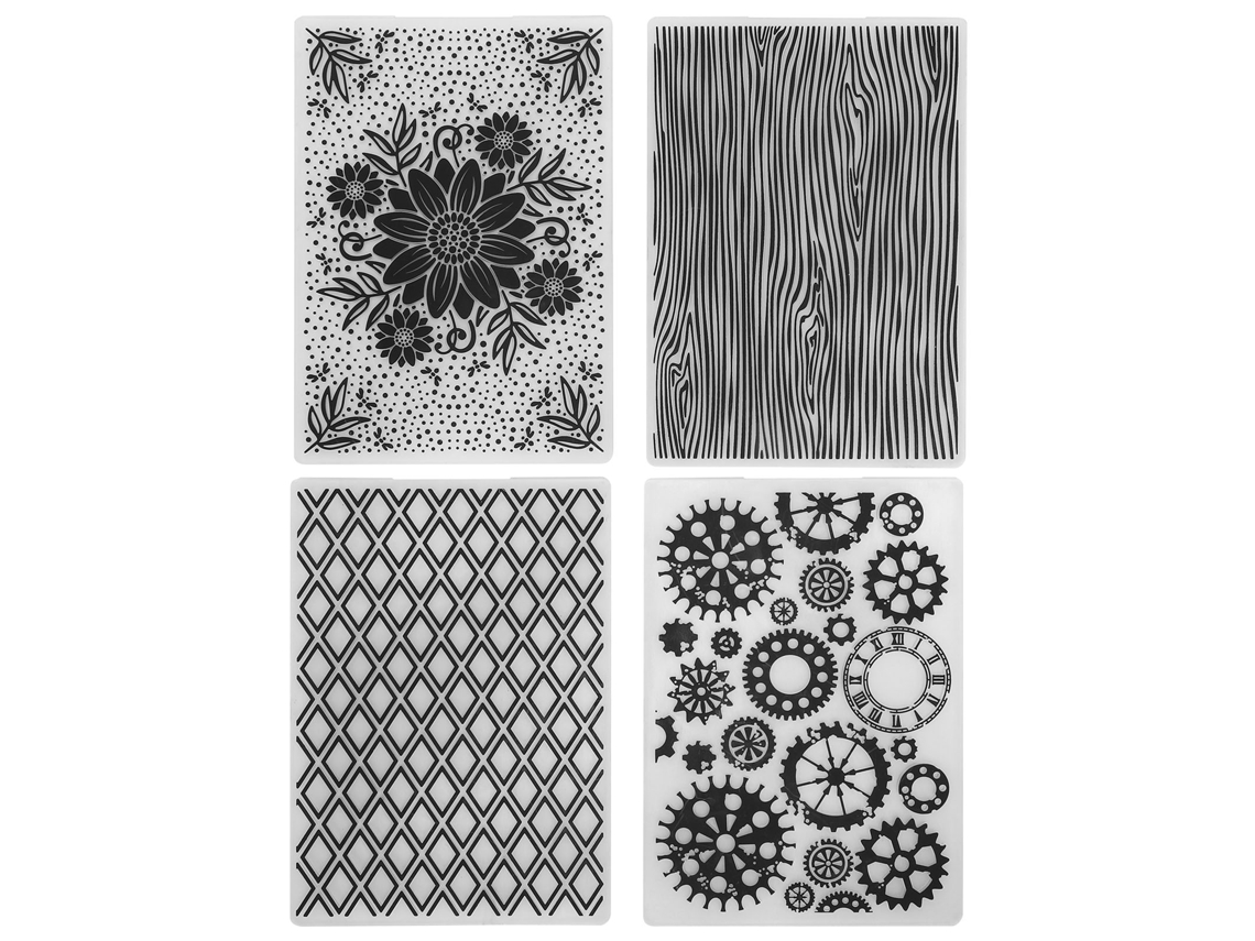 4 Plantillas De Relevo De Plástico Para Artesanato, Cartões, Scrapbooking E Papel.