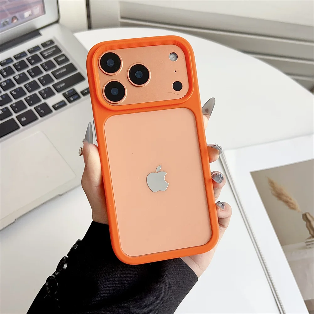 (iphone 17 Pro, Laranja) Capa Transparente Para Iphone, Proteção Contra Impactos.